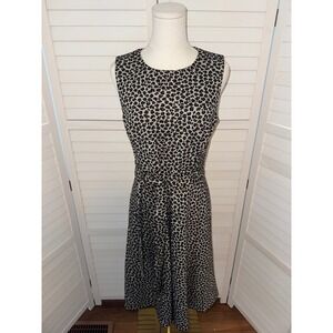 Chaps Sleeveless Animal Print Dress Women's Size Small Tie Waist Midi